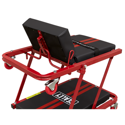 Steel Creeper/Seat with 7 Wheels & Adjustable Head Rest
