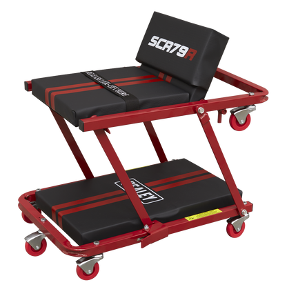 Steel Creeper/Seat with 7 Wheels & Adjustable Head Rest