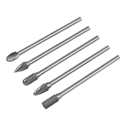 Tungsten Carbide Rotary Burr Set Extra-Long 5pc