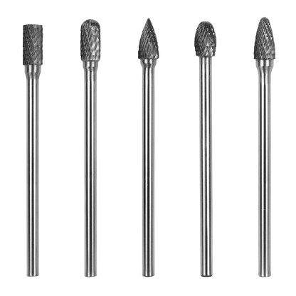 Tungsten Carbide Rotary Burr Set Extra-Long 5pc