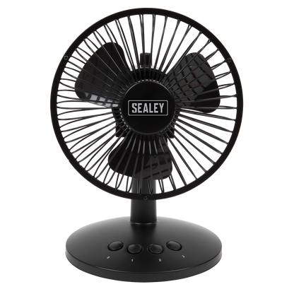 3-Speed Oscillating USB Desk Fan 6"