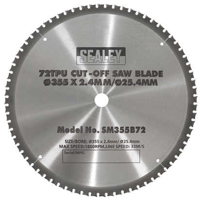 72tpu Cut-Off Saw Blade Ø355 x 2.4mm/Ø25.4mm