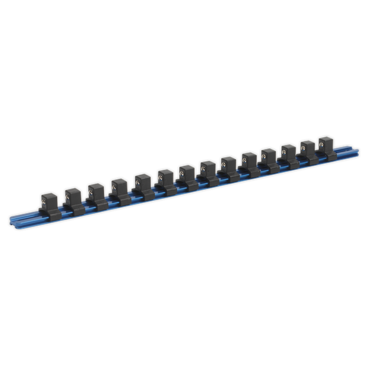 Premier Aluminium Socket Retaining Rail with 14 Clips 1/2"Sq Drive