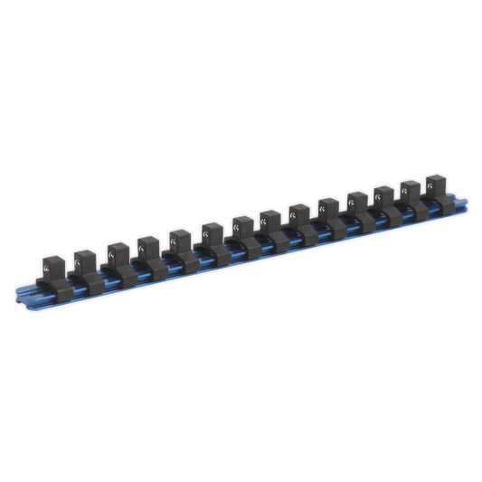 Premier Aluminium Socket Retaining Rail with 14 Clips 3/8"Sq Drive