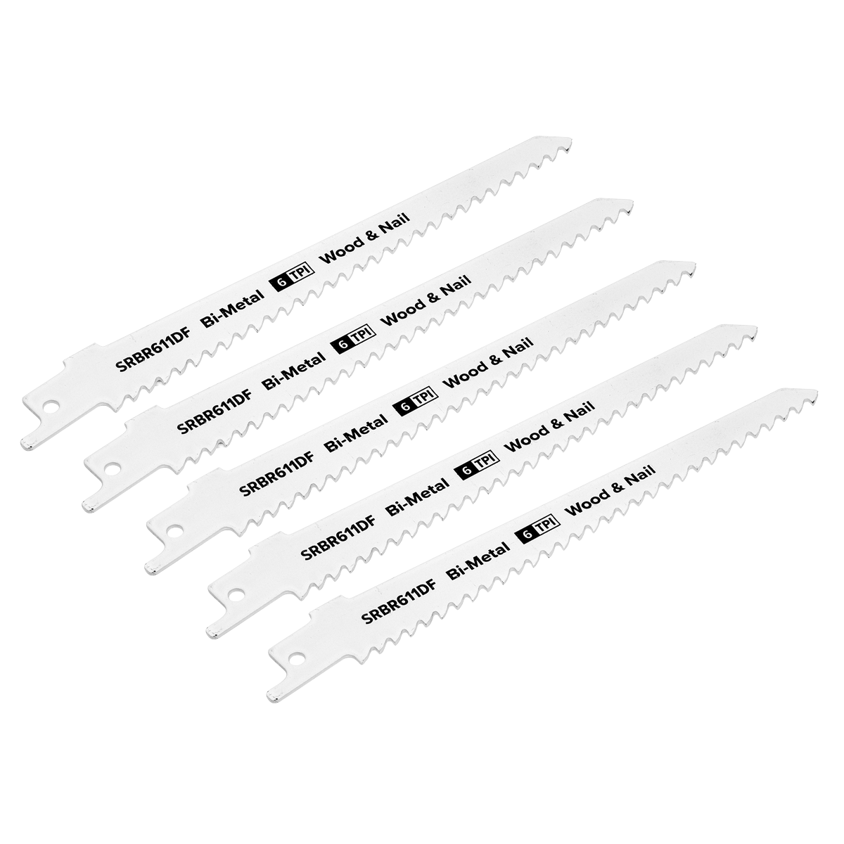 Reciprocating Saw Blade for Wood & Nail 150mm 6tpi - Pack of 5