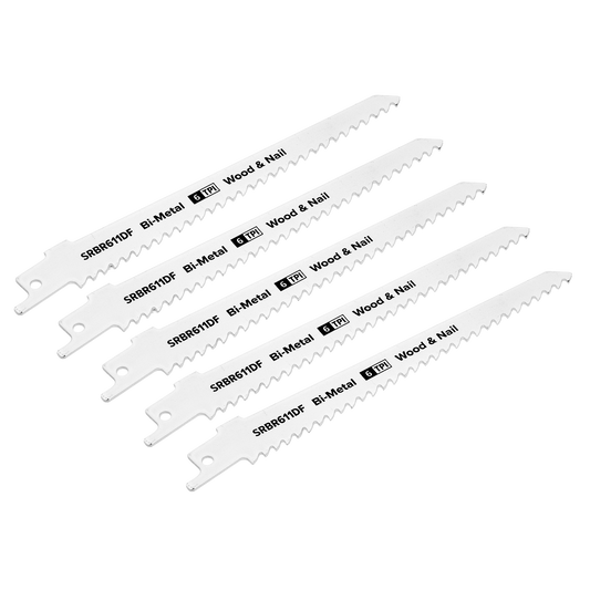 Reciprocating Saw Blade for Wood & Nail 150mm 6tpi - Pack of 5