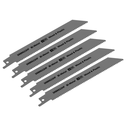 Reciprocating Saw Blade for Wood & Plastics 150mm 10tpi - Pack of 5