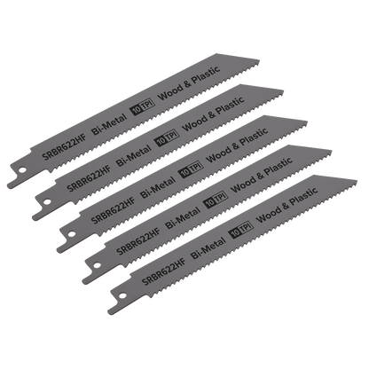 Reciprocating Saw Blade for Wood & Plastics 150mm 10tpi - Pack of 5