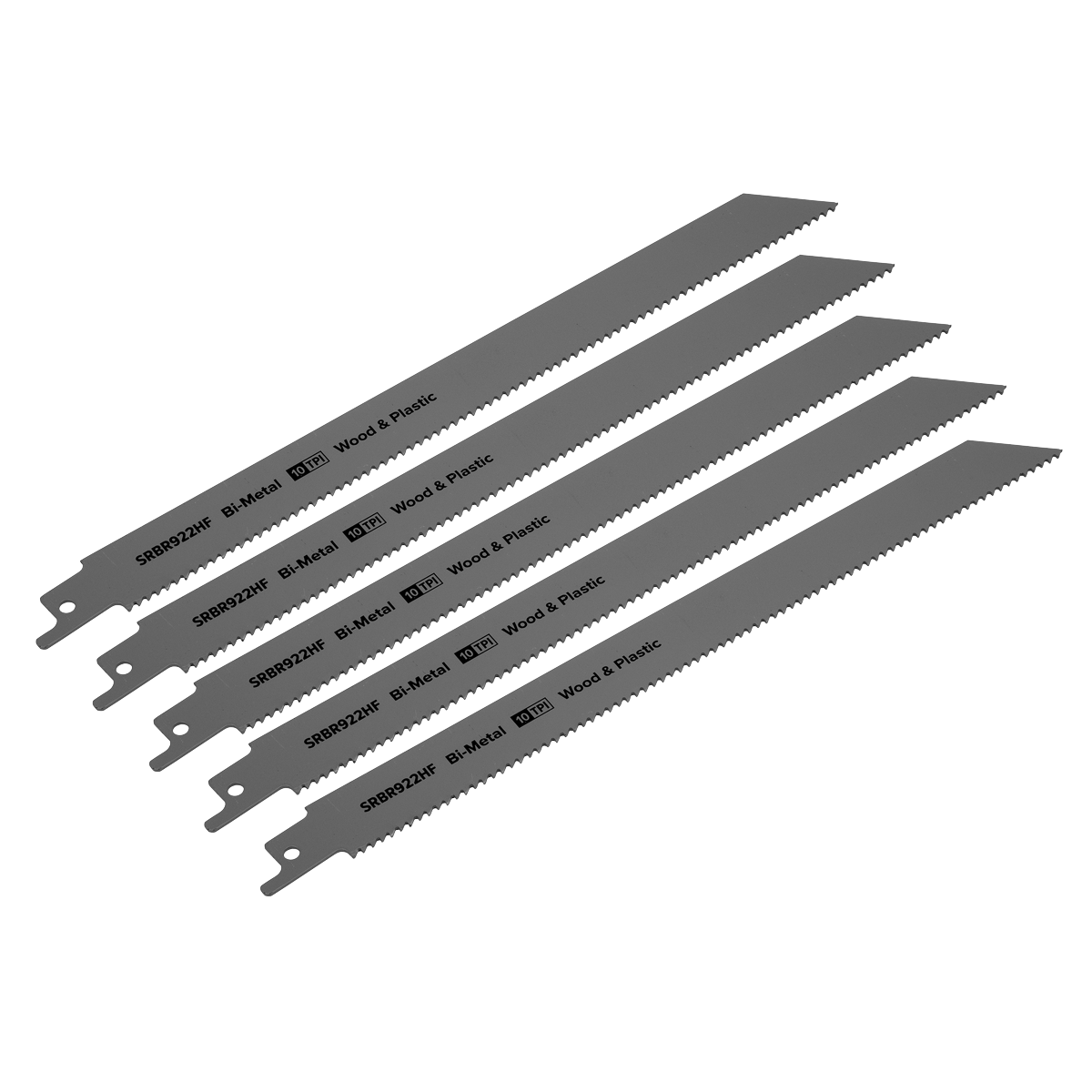 Reciprocating Saw Blade for Wood & Plastics 230mm 10tpi - Pack of 5