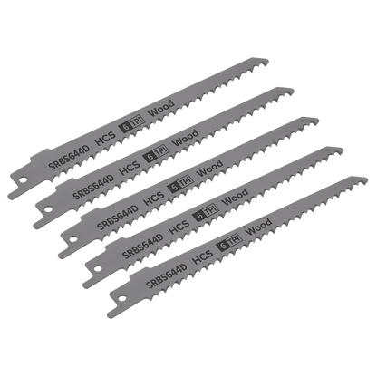 Reciprocating Saw Blade for Clean Wood 150mm 6tpi - Pack of 5