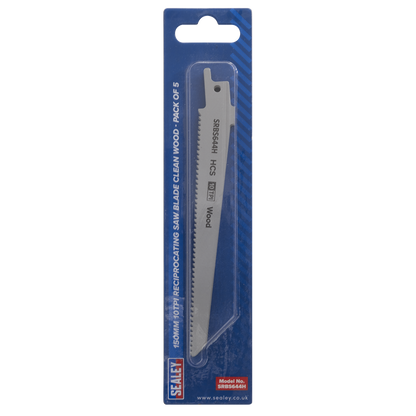 Reciprocating Saw Blade for Clean Wood 150mm 10tpi - Pack of 5