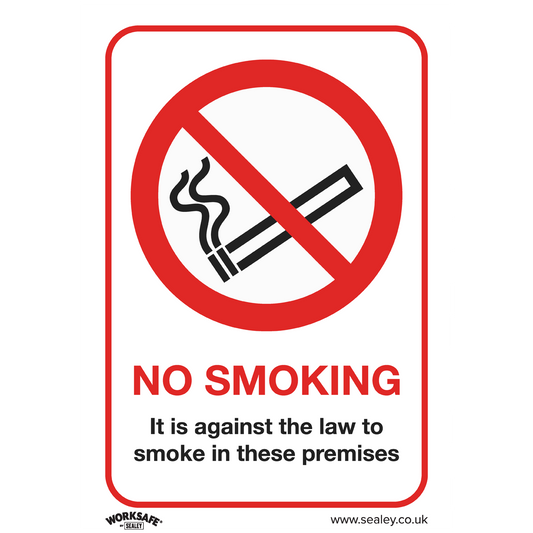 Worksafe® No Smoking On Premises Safety Sign - Self-Adhesive Vinyl