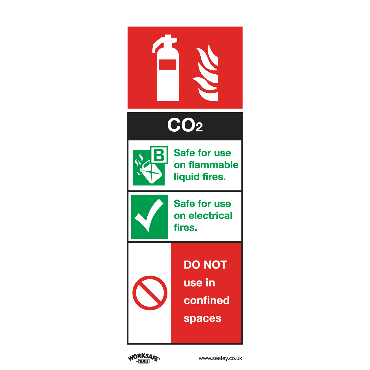 Worksafe® CO2 Fire Extinguisher Safety Sign - Rigid Plastic