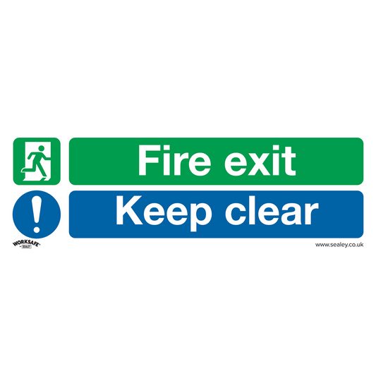 Worksafe® Fire Exit Keep Clear (Large) Safety Sign - Self-Adhesive Vinyl