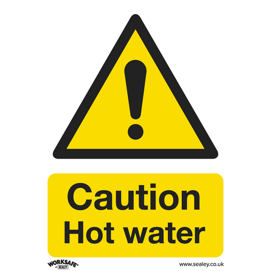 Worksafe® Caution Hot Water Safety Sign- Rigid Plastic