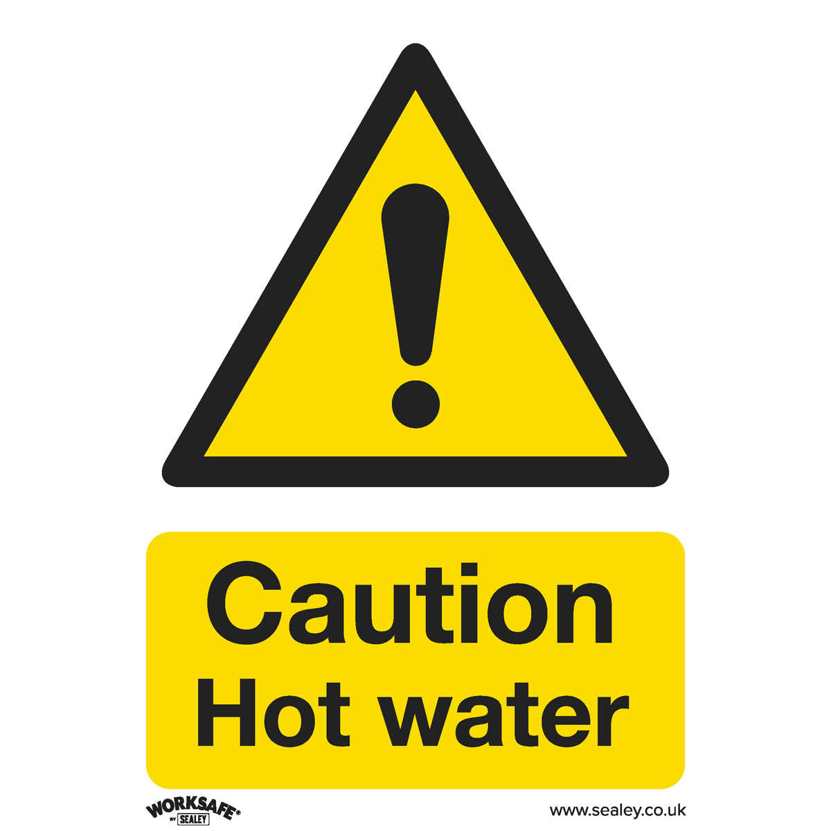 Worksafe® Caution Hot Water Safety Sign - Self-Adhesive Vinyl