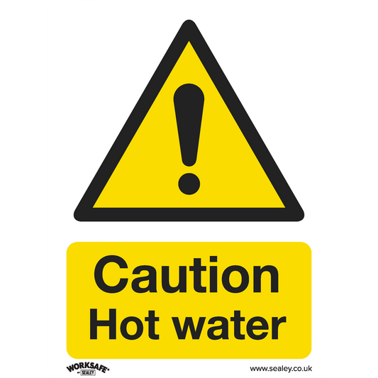 Worksafe® Caution Hot Water Safety Sign - Self-Adhesive Vinyl