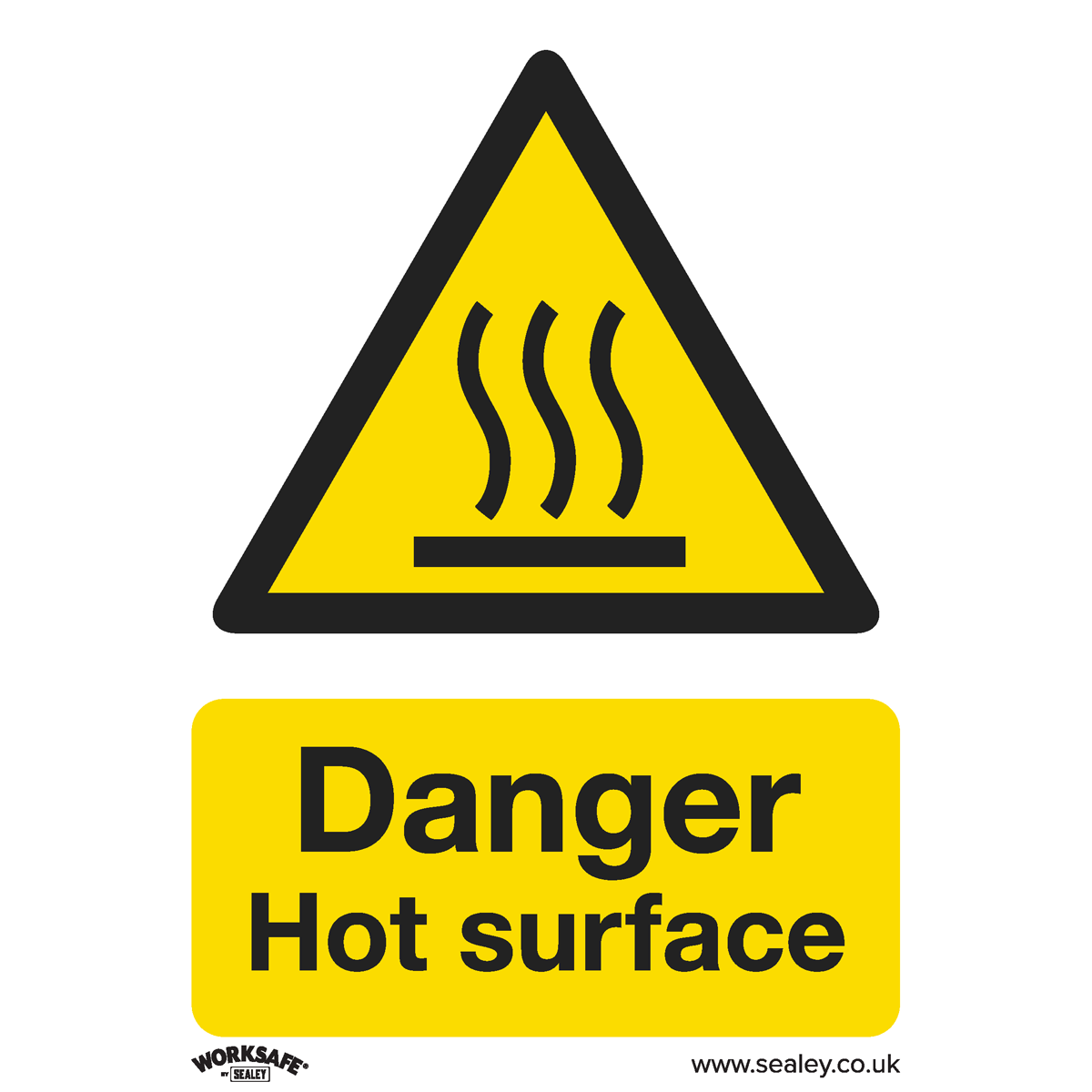 Worksafe® Danger Hot Surface Safety Sign - Self-Adhesive Vinyl