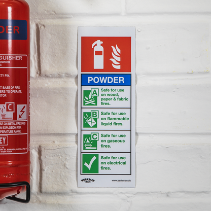 Worksafe® Powder Fire Extinguisher Safety Sign - Rigid Plastic