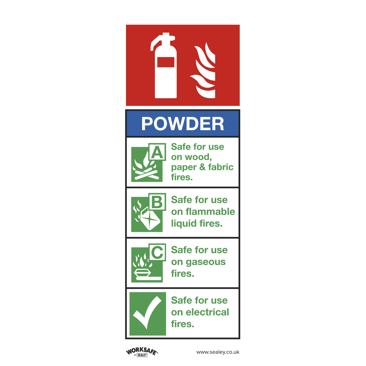 Worksafe® Powder Fire Extinguisher Safety Sign - Rigid Plastic