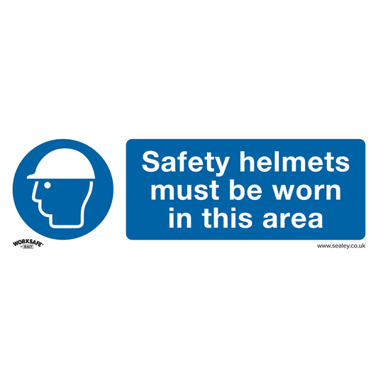 Worksafe® Safety Helmets Must Be Worn In This Area Safety Sign - Self-Adhesive Vinyl