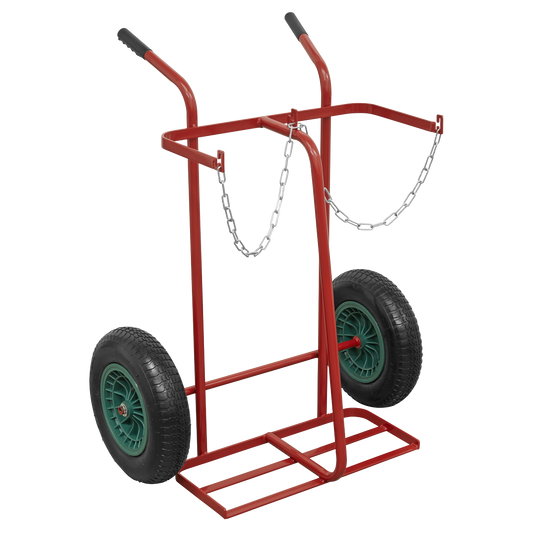 Welding 2-Bottle Trolley with Pneumatic Tyres