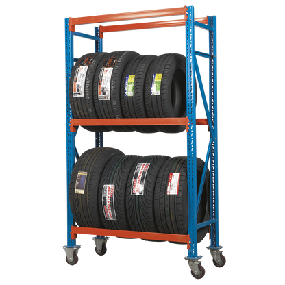 2-Level Mobile Tyre Rack 200kg Capacity Per Level
