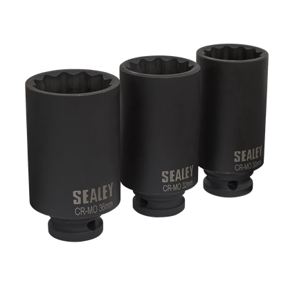 Impact Hub Nut Socket Set 1/2"Sq Drive 12-Point 3pc