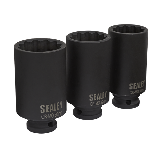 Impact Hub Nut Socket Set 1/2"Sq Drive 12-Point 3pc