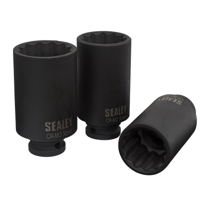Impact Hub Nut Socket Set 1/2"Sq Drive 12-Point 3pc