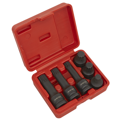 Impact Spline Socket Bit Set 1/2"Sq Drive 6pc