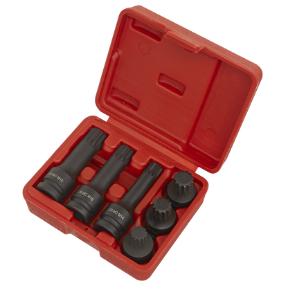 Impact Spline Socket Bit Set 1/2"Sq Drive 6pc
