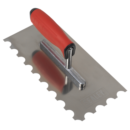 Stainless Steel Semicircle Tooth Trowel with Rubber Handle & Aluminium Foot 270mm