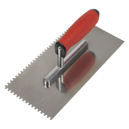 Stainless Steel 4mm Notched Trowel with Rubber Handle 270mm
