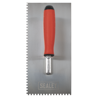 Stainless Steel 4mm Notched Trowel with Rubber Handle 270mm