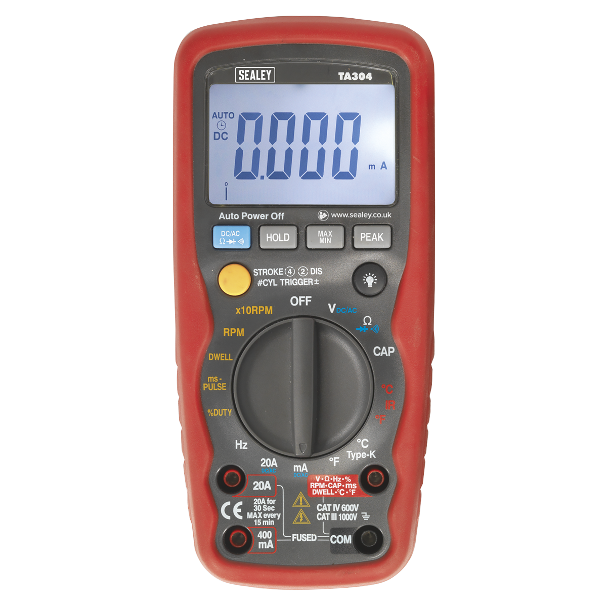 15-Function Digital Automotive Multimeter with Inductive Coupler/Infrared Temperature Probe
