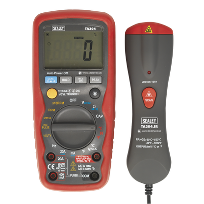 15-Function Digital Automotive Multimeter with Inductive Coupler/Infrared Temperature Probe