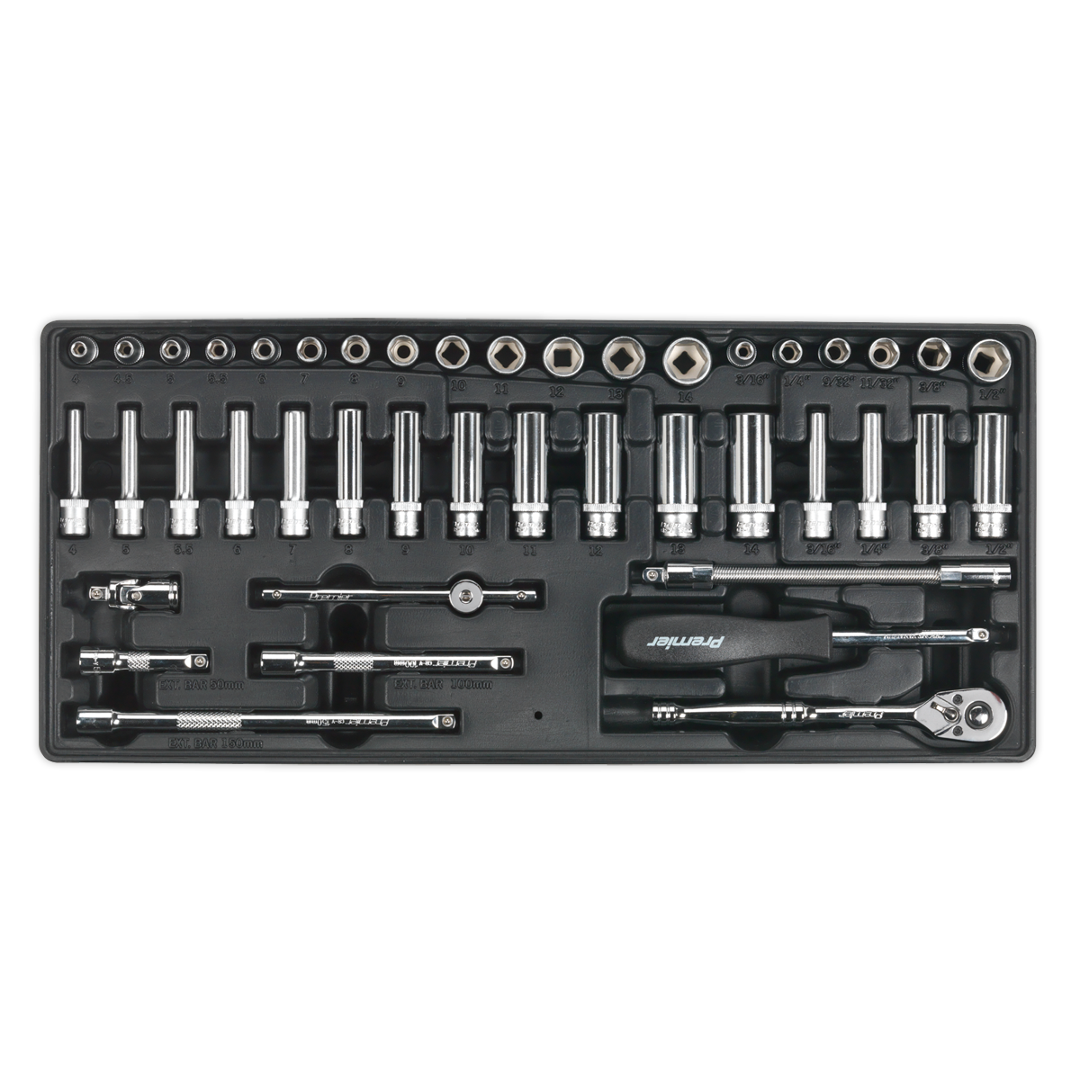 Premier Socket Set with Tool Tray 1/4"Sq Drive 43pc