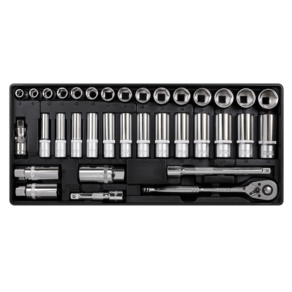 Premier Socket Set with Tool Tray 3/8"Sq Drive 35pc