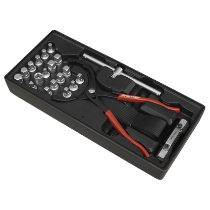 Premier Oil Filter Wrench, Pliers & Drain Key Set with Tool Tray 21pc