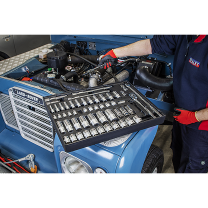 Premier Socket Set with Tool Tray 3/8" & 1/2"Sq Drive 55pc