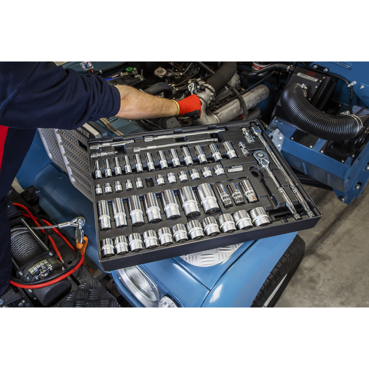 Premier Socket Set with Tool Tray 3/8" & 1/2"Sq Drive 55pc