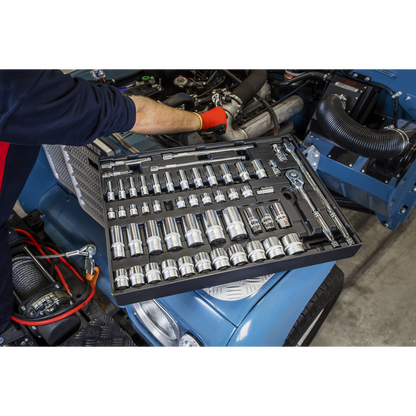 Premier Socket Set with Tool Tray 3/8" & 1/2"Sq Drive 55pc