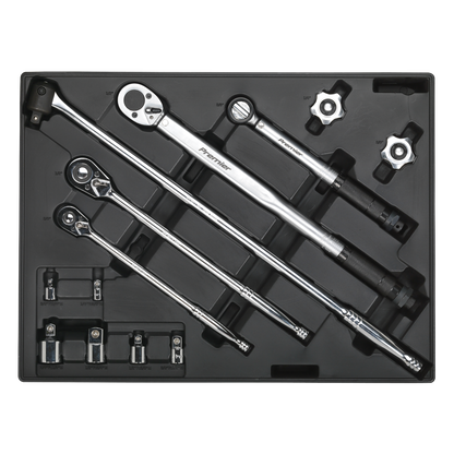 Premier Ratchet, Torque Wrench, Breaker Bar & Socket Adaptor Set with Tool Tray 13pc