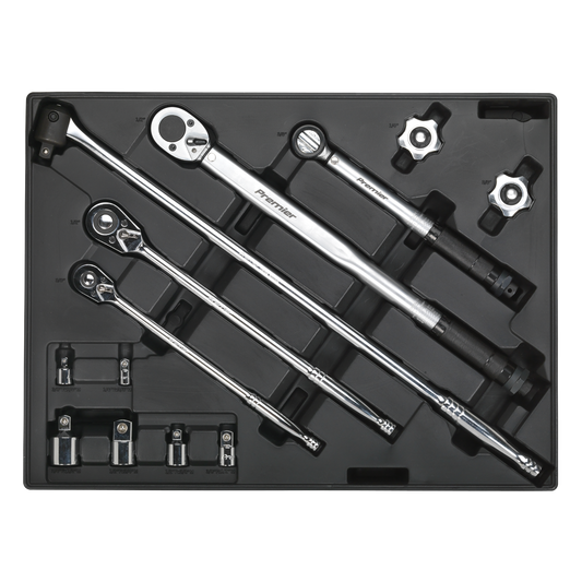 Premier Ratchet, Torque Wrench, Breaker Bar & Socket Adaptor Set with Tool Tray 13pc