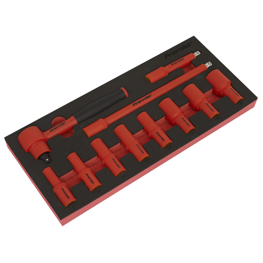 Premier Insulated Socket Set with Tool Tray 3/8"Sq Drive 11pc - VDE Approved