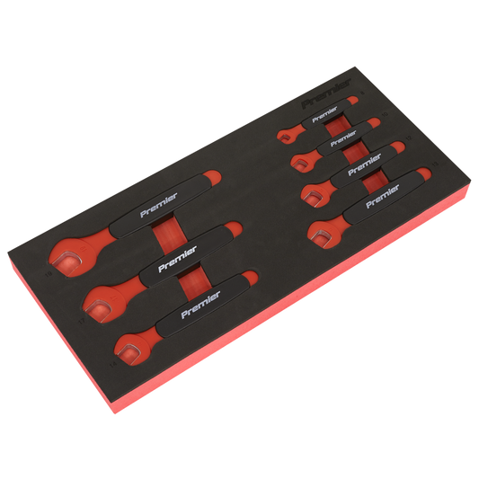 Premier Insulated Open-End Spanner Set with Tool Tray 7pc - VDE Approved