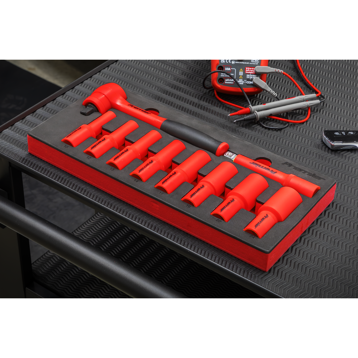 Premier Insulated Socket Set with Tool Tray 1/2"Sq Drive 10pc - VDE Approved