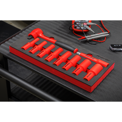 Premier Insulated Socket Set with Tool Tray 1/2"Sq Drive 10pc - VDE Approved