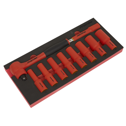 Premier Insulated Socket Set with Tool Tray 1/2"Sq Drive 10pc - VDE Approved